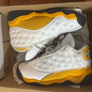 Kids White and Yellow Jordans